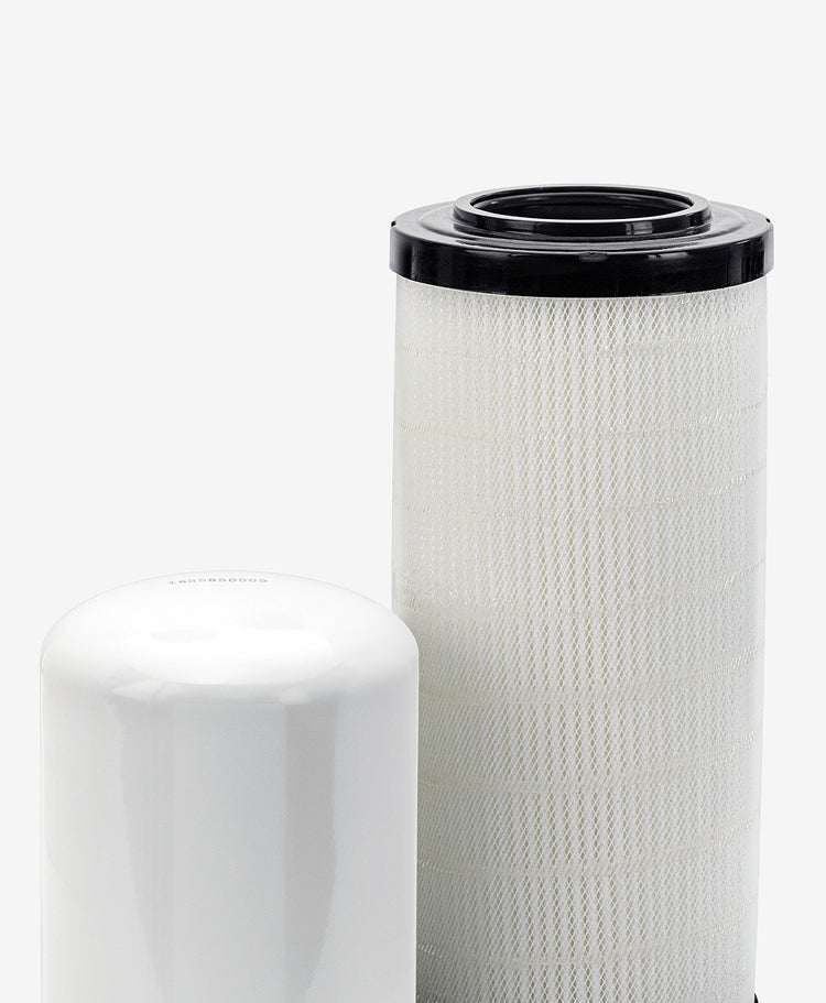 Air filter cartridge on a white background